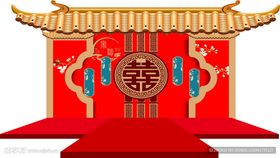 中式婚礼喜宴舞台背景