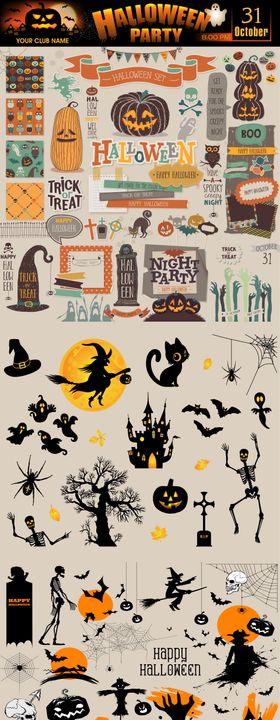 免抠万圣节立体贴纸