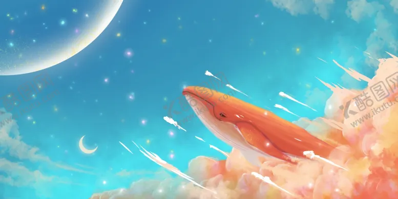 编号：20595209221146026267【酷图网】源文件下载-鲸鱼天空梦幻蓝色海报素材