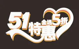 五一欢乐购劳动节广告艺术字51劳动节