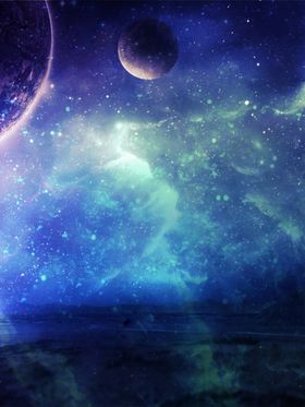 手绘梦幻彩色星球星空
