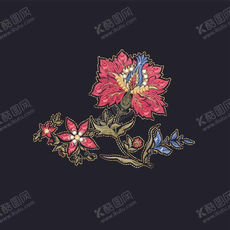 编号：17354510310207171055【酷图网】源文件下载-玫瑰花蝴蝶花匹装乱花