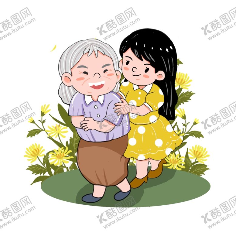 编号：39006510211017005694【酷图网】源文件下载-重阳节菊花照顾老人素材
