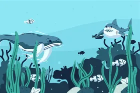 海洋背景世界日生物宣传图