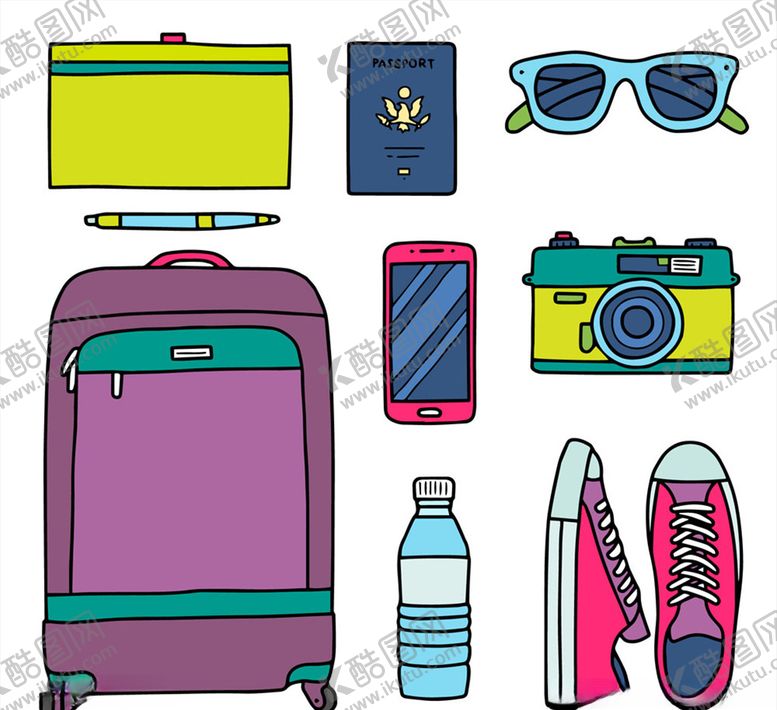 编号：63237009290120257622【酷图网】源文件下载-彩色旅行元素图标