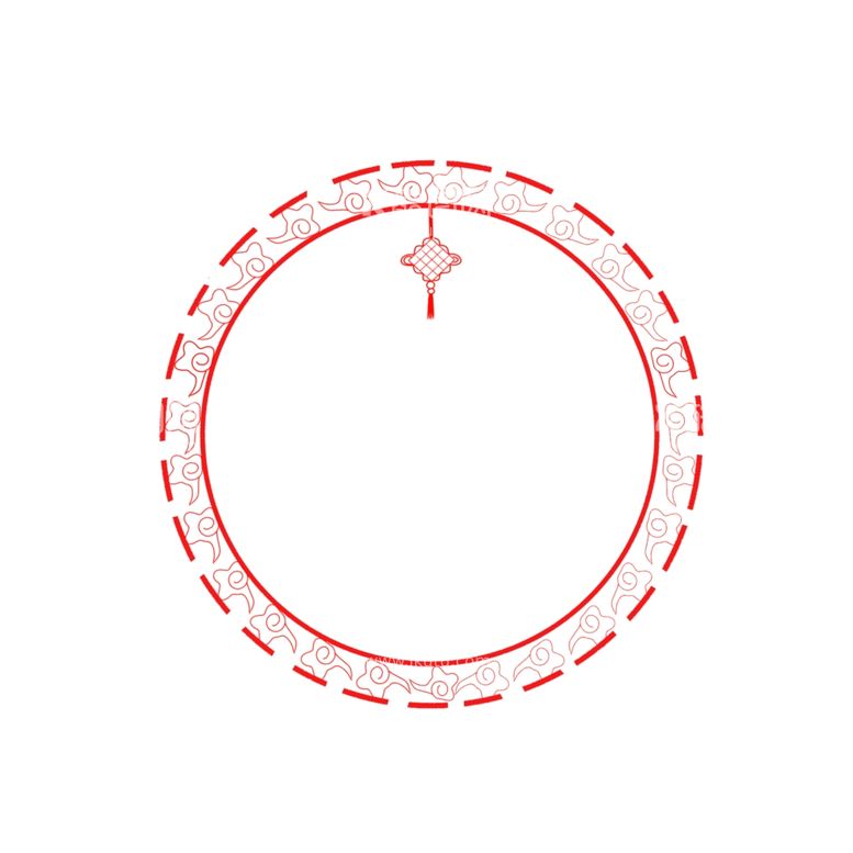 编号：61225212211956294943【酷图网】源文件下载-中国风红色流云中国结圆形边框