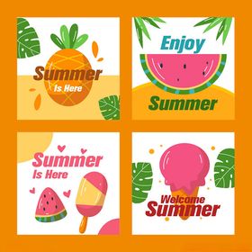 夏日主题插画卡片