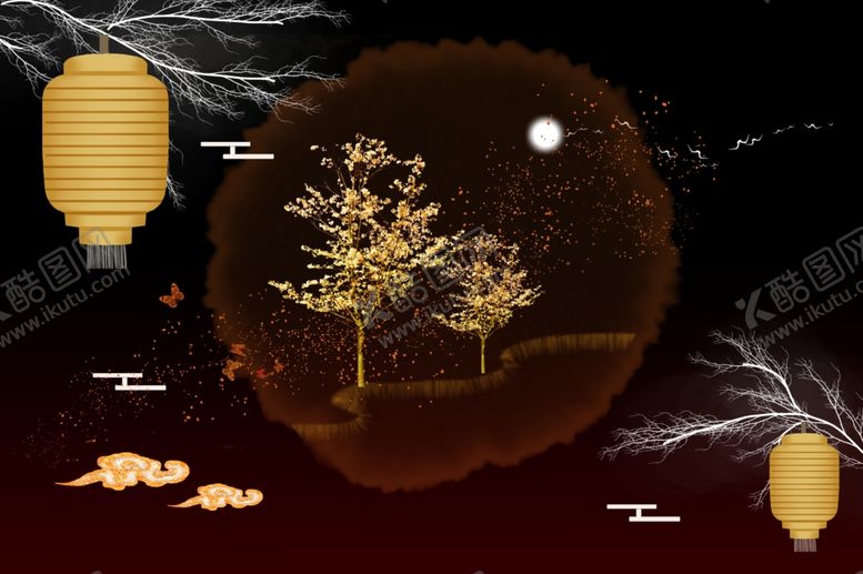 编号：21481509180023566869【酷图网】源文件下载-中国风国潮金边镶金背景