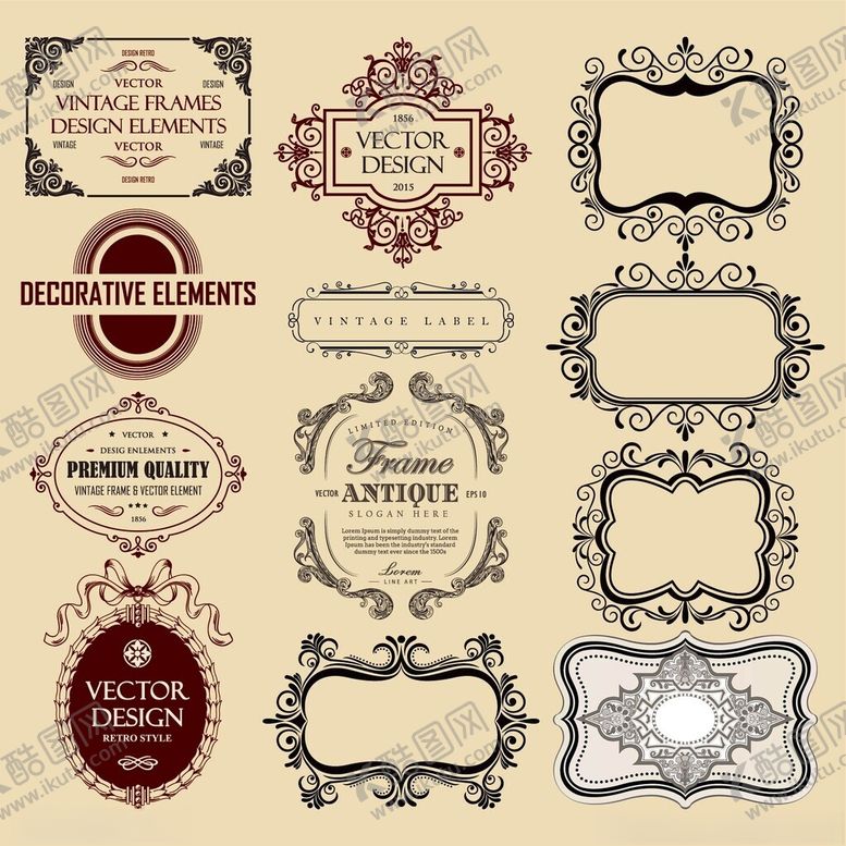编号：33822604041516198008【酷图网】源文件下载-复古精美装饰性边框集合
