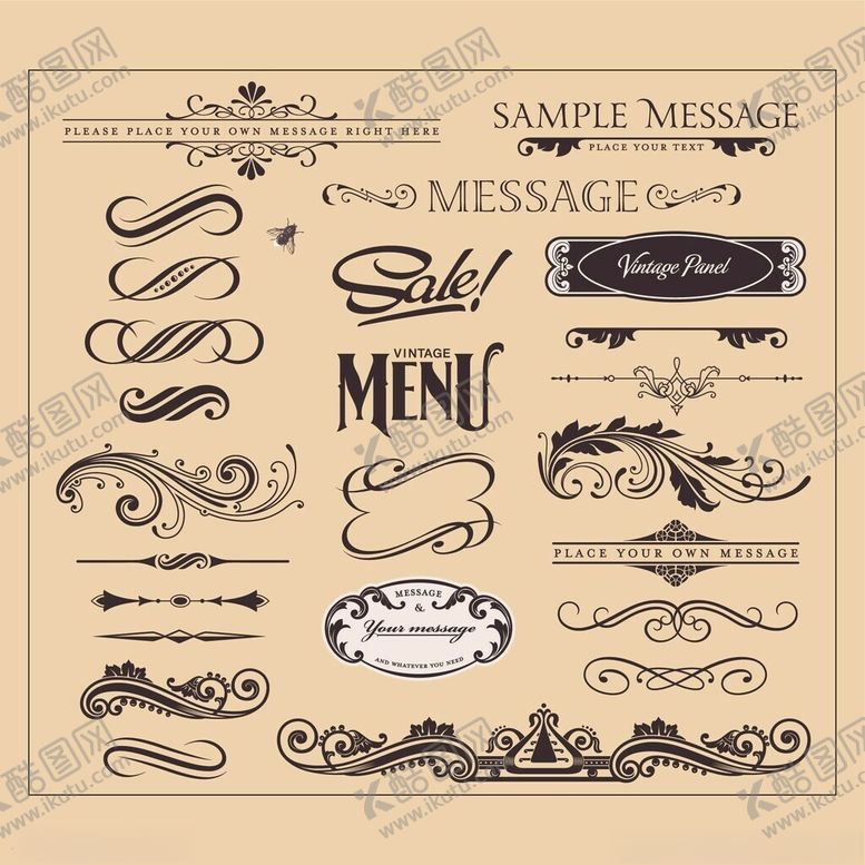 编号：65619711182326412682【酷图网】源文件下载-复古装饰性文字设计元素