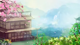 中式背景图墙壁禅意水墨