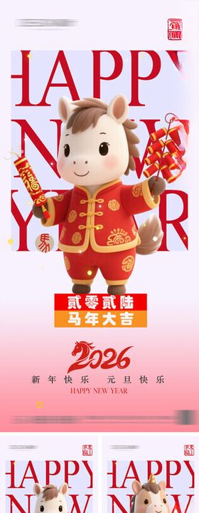 2026年元旦节小年除夕海报