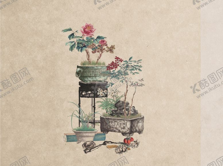 编号：07165209120032138519【酷图网】源文件下载-工笔画背景古装PSD模板
