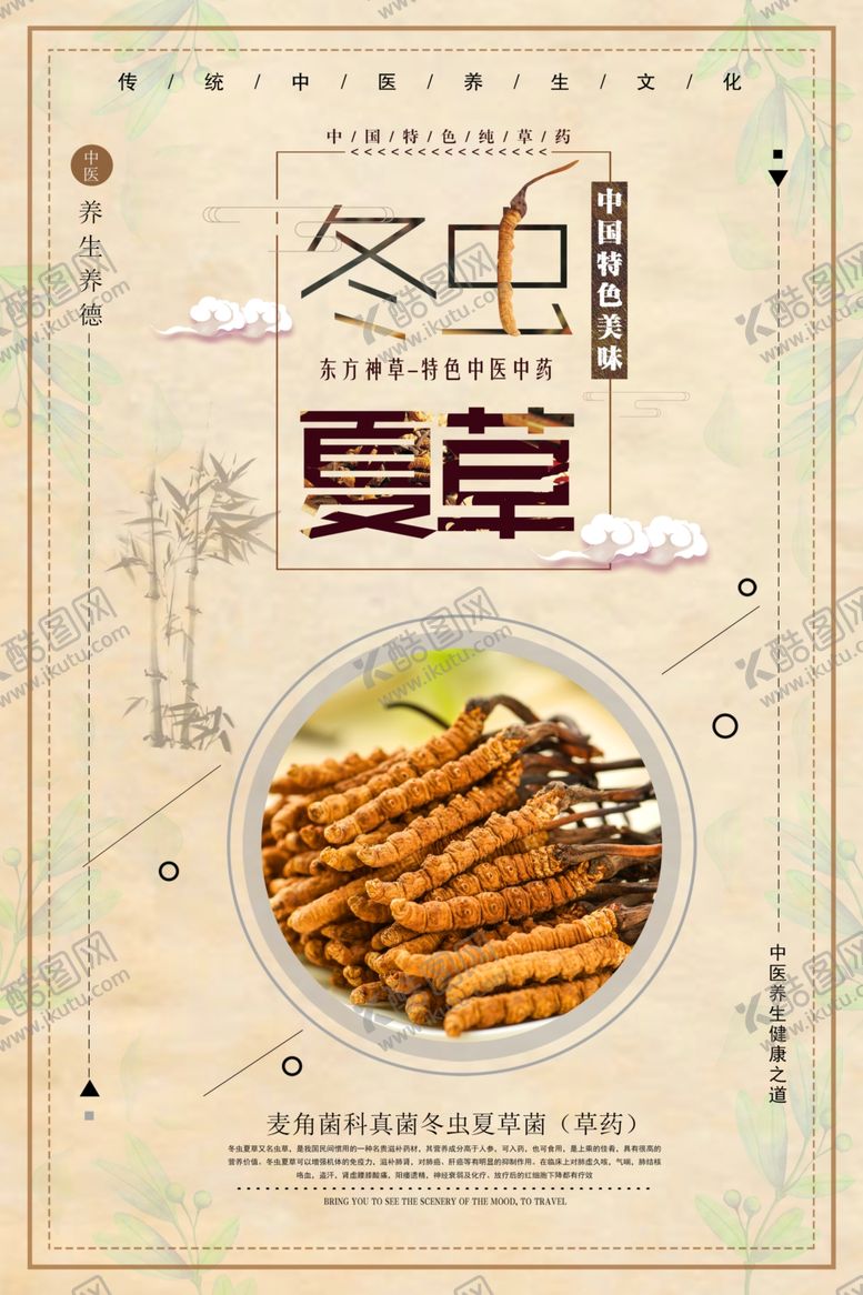 编号：73994406190425237879【酷图网】源文件下载-简洁时尚中国风冬虫夏草中药海报