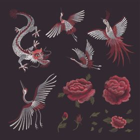 传统祥云汉服图案绣花