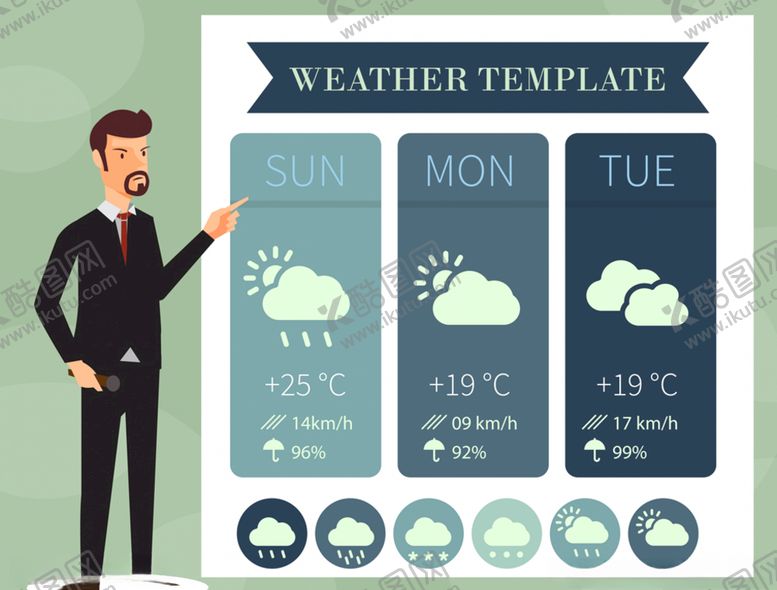 编号：60913210030337431287【酷图网】源文件下载-模版天气预告云朵太阳