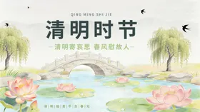 清明时节荷塘石桥美景