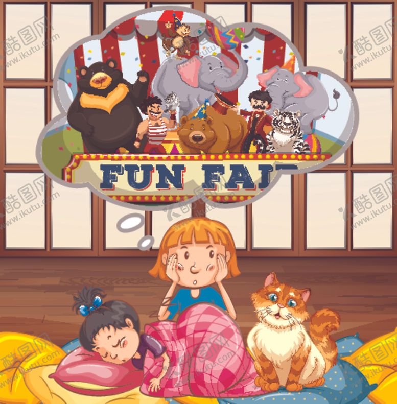 编号：97708309242103599039【酷图网】源文件下载-卡通睡觉儿童