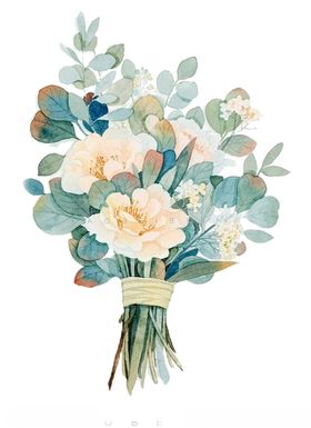 水彩植物花束