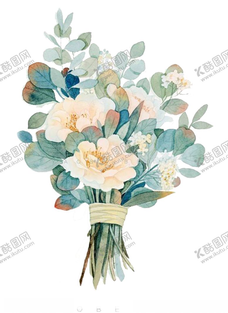 编号：20684505150416557145【酷图网】源文件下载-水彩植物花束