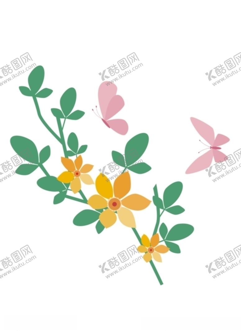 编号：25835609200705019555【酷图网】源文件下载-小清新花朵蝴蝶
