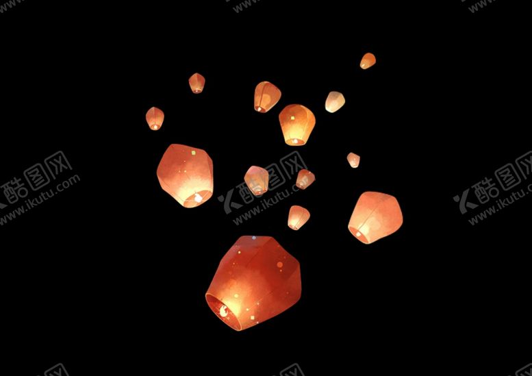 编号：54130110211404086483【酷图网】源文件下载-孔明灯传统飞舞古风灯笼素材