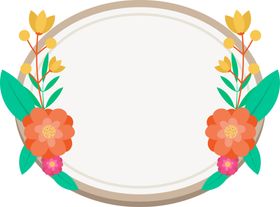 花朵标签免抠图边框png环留言框