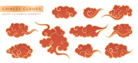 中国古风国朝圆形云纹边框