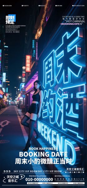 酒吧夜店娱乐周末早场转场预定预约海报