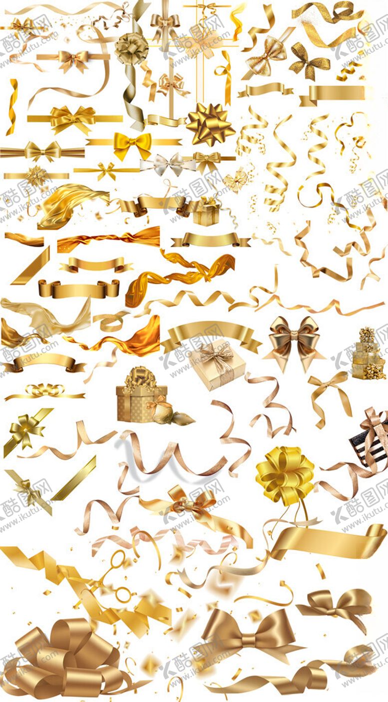 编号：69511811212327334234【酷图网】源文件下载-金色古风丝带金色PNG图案集合