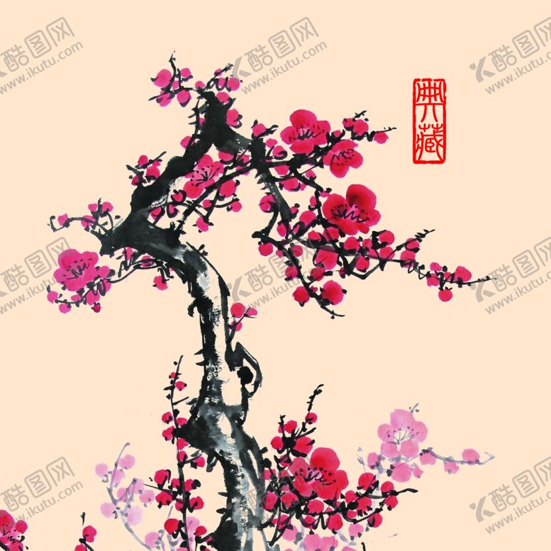 编号：69242807041843556125【酷图网】源文件下载-红梅报喜圆形装饰画