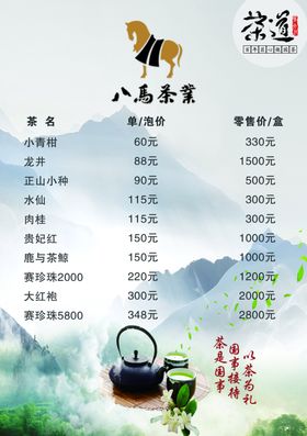 茶叶价格表 海报