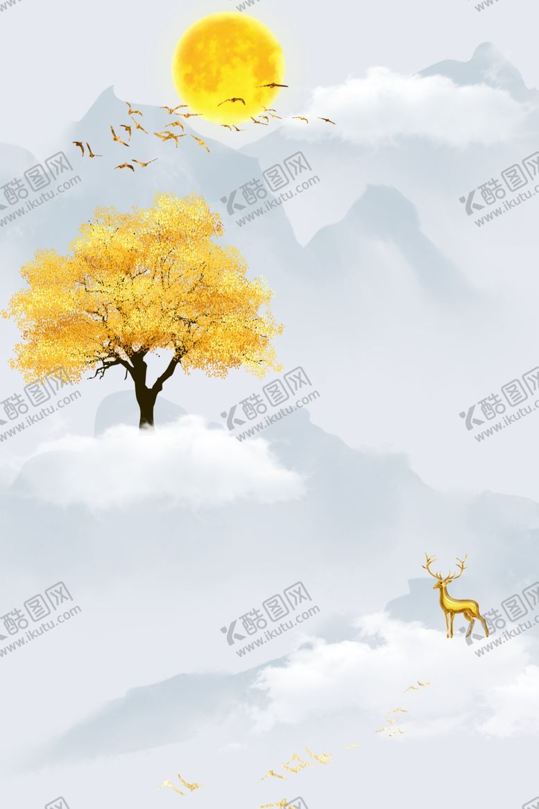 编号：26615505120247578975【酷图网】源文件下载-抽象麋鹿玄关