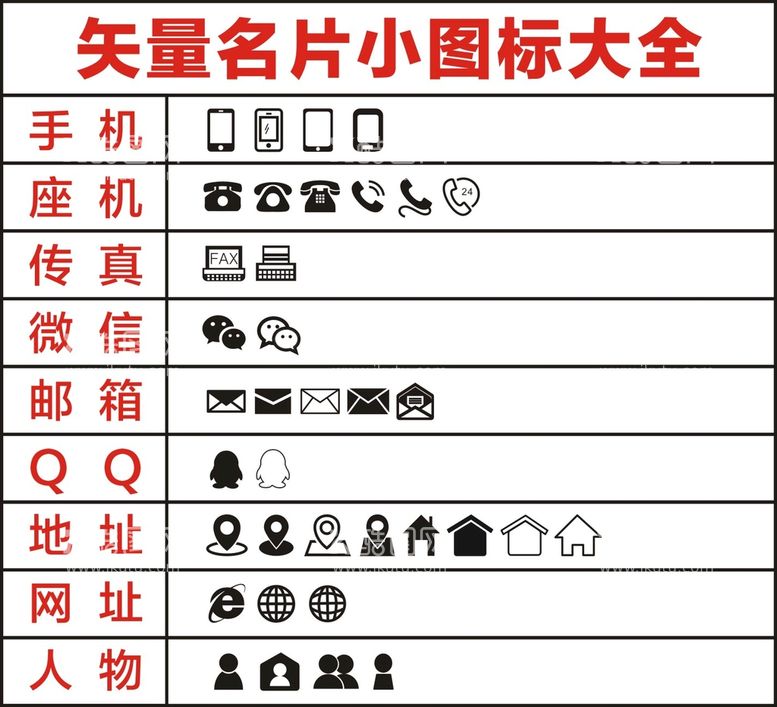 编号：42135809181843232068【酷图网】源文件下载-名片小图标