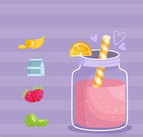 矢量果汁甜品食物素材