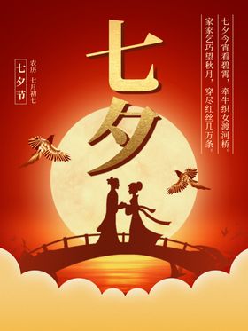 七夕海报织女浪漫情人节鹊桥会