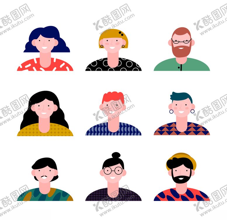 编号：27623509250048397524【酷图网】源文件下载-人物头像矢量