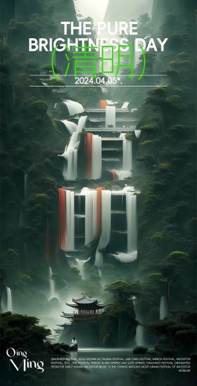 清明节海报二十四气地产文字