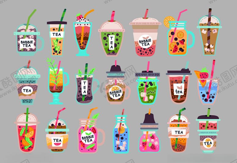 编号：44575011172350163123【酷图网】源文件下载-卡通奶茶插画