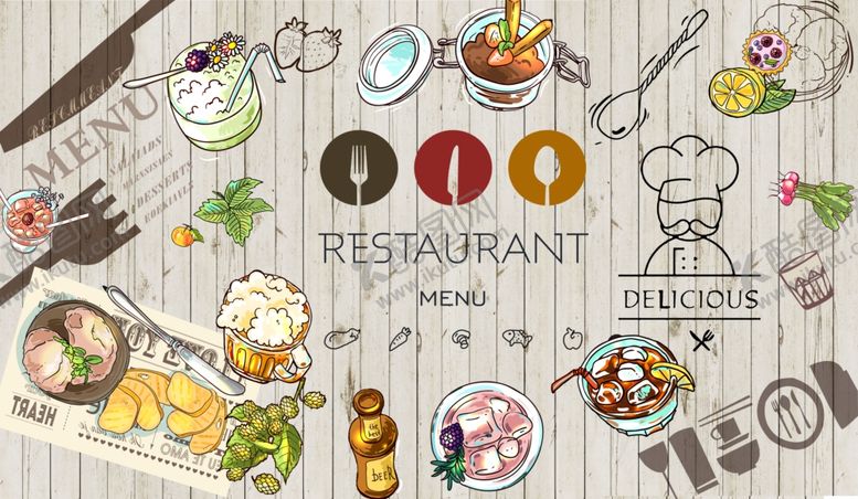 编号：41043505161306393035【酷图网】源文件下载-工装美食背景墙