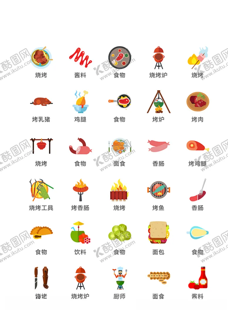 编号：33448206251951003458【酷图网】源文件下载-美食图标食品图标餐饮图标