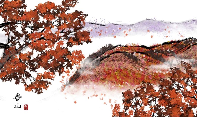 编号：17295505081010509552【酷图网】源文件下载-香山国风古风插画卡通背景