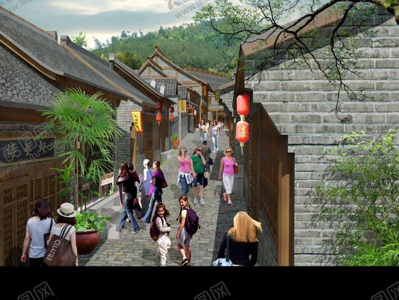 编号：26829110180955217821【酷图网】源文件下载-古建街道景观后期效果图