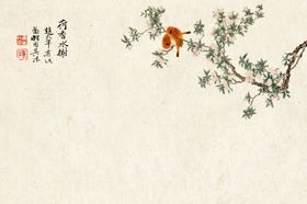 传统工笔画宣纸红杏花卉背景