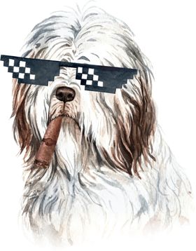 水彩绘画可爱小狗