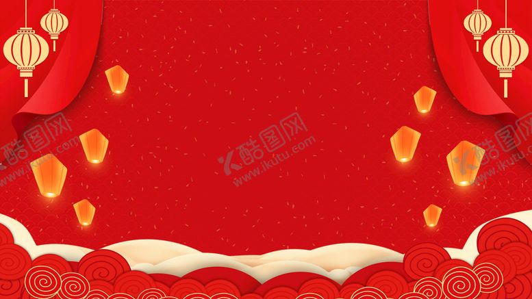 编号：58213609140303560367【酷图网】源文件下载-迎中秋庆国庆灯笼祥云背景