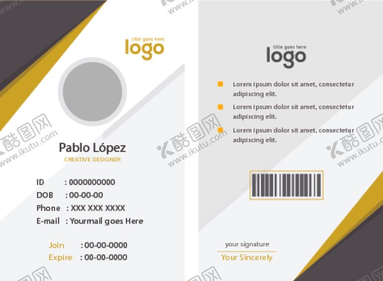 编号：38940910022109556259【酷图网】源文件下载-工作证