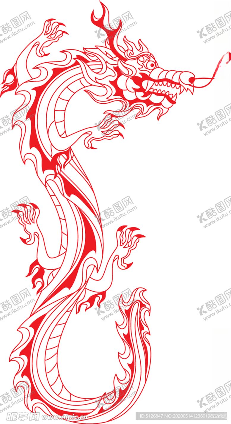 编号：68192009091947301380【酷图网】源文件下载-中国龙传统龙龙手绘线描