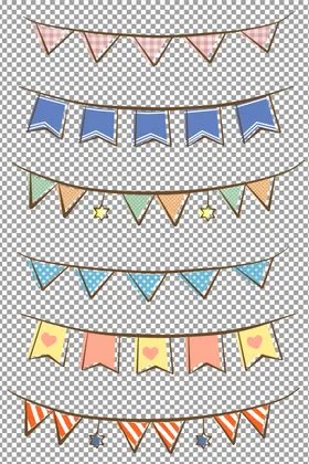 手绘彩色彩旗拉花