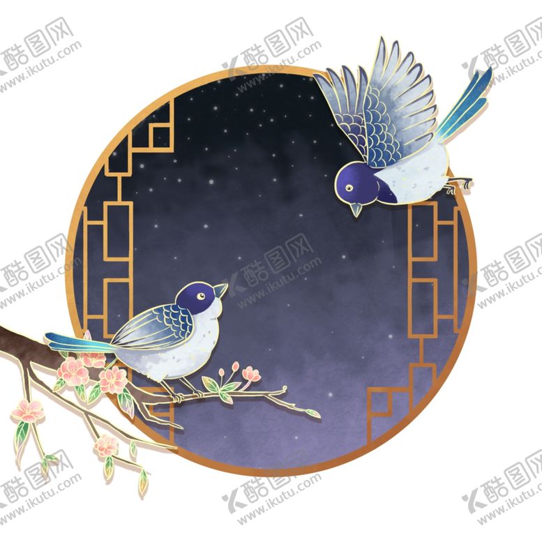 编号：16726102181959103229【酷图网】源文件下载-喜鹊杜鹃鸟七夕素材